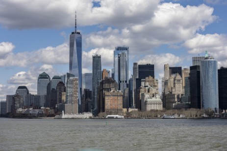 Skyline von Manhattan von Staton Island Ferry